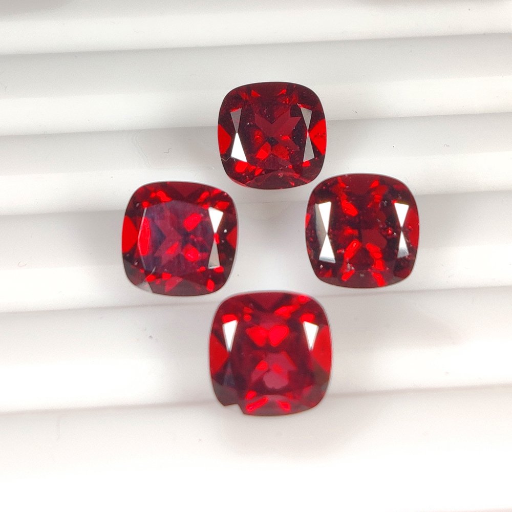 Natural Red Rhodolite Garnet Parcel – 4 pcs – 11.46 ct – Cushion Cut – ICA GemLab Certified