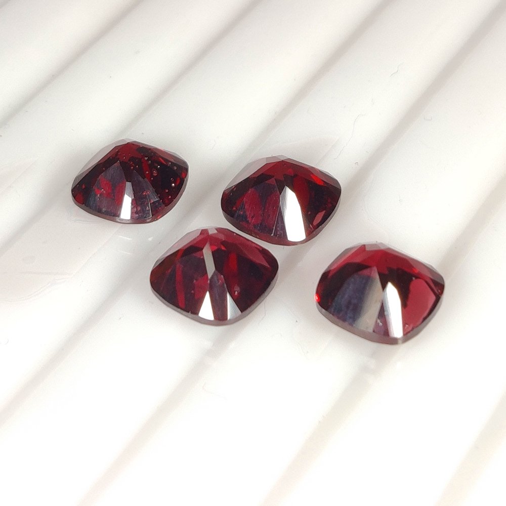 Natural Red Rhodolite Garnet Parcel – 4 pcs – 11.46 ct – Cushion Cut – ICA GemLab Certified